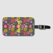 Wildbloem Groene Floral, gepersonaliseerd Bagagelabel (Voorkant (horizontaal))