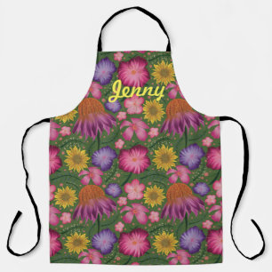 Wildbloem Groene Floral, gepersonaliseerd Schort