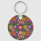 Wildbloem Groene Floral, gepersonaliseerd Sleutelhanger (Achterkant)