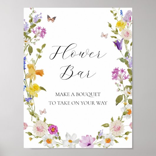 Wildbloem in Bloem Bloem Boeket Bar Teken Poster (Voorkant)