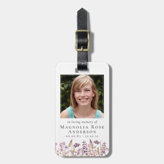 Wildbloem in liefdevolle herinnering gebed bagagelabel (Voorkant verticaal)