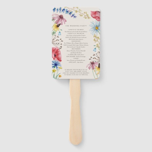 Wildbloem Landbouwhuldenprogramma voor Floral Wedd Handwaaier (Achterkant)