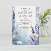 Wildbloem Lavendel Blauw Bloemen Baby shower Kaart (Staand voorkant)
