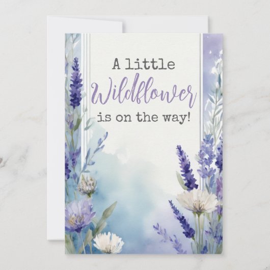 Wildbloem Lavendel Blauw Bloemen Baby shower Kaart (Achterkant)