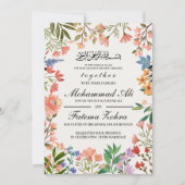 Wildbloem Lijst moslim bruiloft Nikah Walima Kaart (Voorkant)