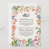 Wildbloem Lijst moslim bruiloft Nikah Walima Kaart (Achterkant)