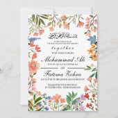 Wildbloem Lijst moslim bruiloft Nikah Walima Kaart (Voorkant)