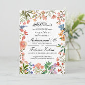 Wildbloem Lijst moslim bruiloft Nikah Walima Kaart (Staand voorkant)