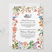 Wildbloem Lijst moslim bruiloft Nikah Walima Kaart (Achterkant)