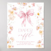 Wildbloem Luier Raffle met Roze Lint Poster (Voorkant)