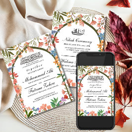 Wildbloem Masjid Moslim Bruiloft Nikah Walima Kaart