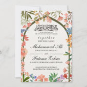 Wildbloem Masjid Moslim Bruiloft Nikah Walima Kaart (Voorkant)