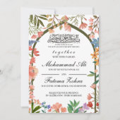 Wildbloem Masjid Moslim Bruiloft Nikah Walima Kaart (Voorkant)