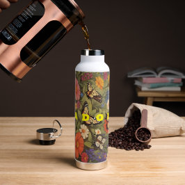 Wildbloem met vlinder tuin waterfles