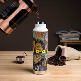 Wildbloem met vlinder tuin waterfles