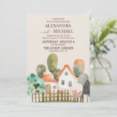 Wildbloem Modern Rustiek Land Bruiloft Kaart (Staand voorkant)