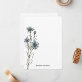 Wildbloem moderne botanische groen gepersonaliseer notitiekaartje (Voorkant / Achterkant in situ)