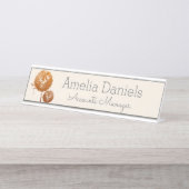  Wildbloem Monogram Naam Bord Bureau Naambordje (Voorkant)