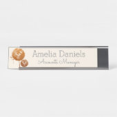  Wildbloem Monogram Naam Bord Bureau Naambordje (Voorkant)