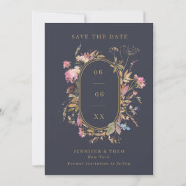 Wildbloem Navy & Gold Lijst Weddenfoto Save The Date