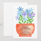 Wildbloem op pot botanische verjaardag uitnodiging (Voorkant / Achterkant)