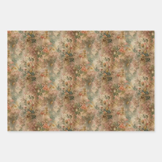 Wildbloem , ouderwets geschenk papier Bloemen Inpakpapier Vel (Voorkant 3)