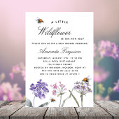 Wildbloem paarse roze bijen meisje baby shower kaart