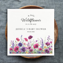 Wildbloem, Paarse-roze-bloem Baby showers servette Servet