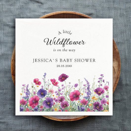 Wildbloem, Paarse-roze-bloem Baby showers servette Servet