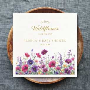 Wildbloem, Paarse-roze-bloem Baby showers servette Servet