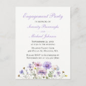 Wildbloem Paarse Waterverf Bloemen Verloving Uitnodiging Briefkaart (Voorkant)