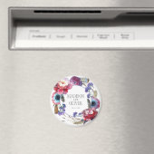 Wildbloem Peony Floral met veren | Weddenschap Magneet (Insitu (Vaatwasser))