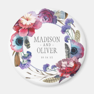 Wildbloem Peony Floral met veren | Weddenschap Magneet