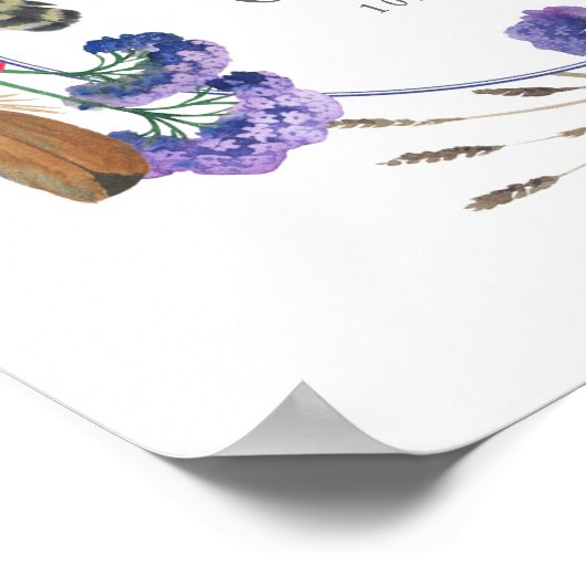 Wildbloem Peony Floral met veren | Weddenschap Poster (Hoek)