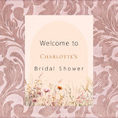 Wildbloem perzik boog vrijgezellenfeest welkom poster