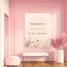 Wildbloem perzik boog vrijgezellenfeest welkom poster