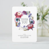 Wildbloem Pioen Bloemen met Veren | Dank u Bedankkaart (Staand voorkant)