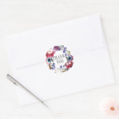 Wildbloem Pioen Bloemen met Veren | Dank u Ronde Sticker (Envelop)