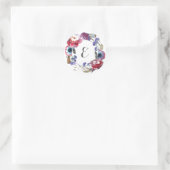 Wildbloem Pioen Bloemen met Veren | Monogram Ronde Sticker (Tas)