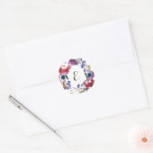 Wildbloem Pioen Bloemen met Veren | Monogram Ronde Sticker (Envelop)