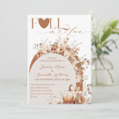 Wildbloem & Pompoen Boho Chique Herfst Bruiloft Kaart (Staand voorkant)