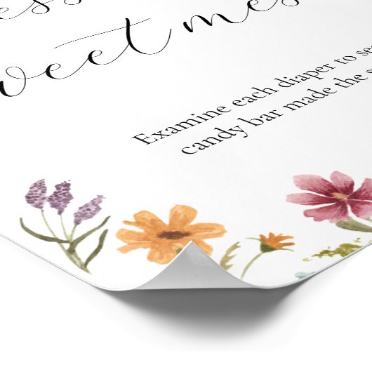 Wildbloem Raad het Sweet Mess Baby shower Sign Poster (Hoek)