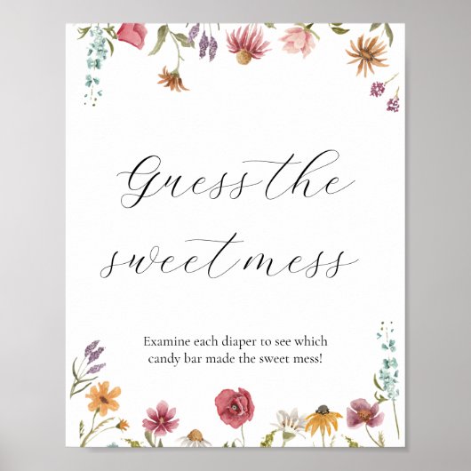 Wildbloem Raad het Sweet Mess Baby shower Sign Poster (Voorkant)