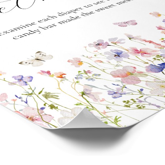 Wildbloem Raad het Sweet Mess Baby shower Sign Poster (Hoek)