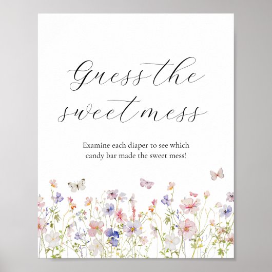 Wildbloem Raad het Sweet Mess Baby shower Sign Poster (Voorkant)