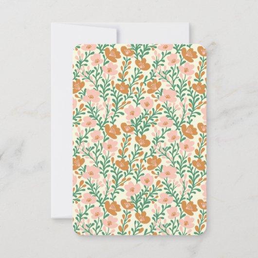 Wildbloem roze groen bloeit elegante bloemen op ma bedankkaart (Achterkant)