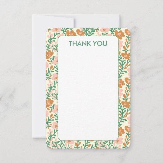 Wildbloem roze groen bloeit elegante bloemen op ma bedankkaart (Voorkant)