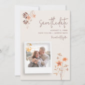 Wildbloem rustieke outdoor boho bruiloft save the date (Voorkant)