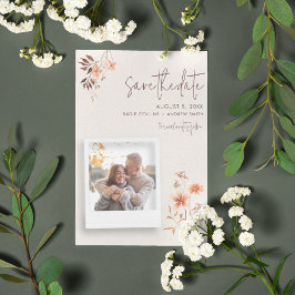 Wildbloem rustieke outdoor boho bruiloft save the date