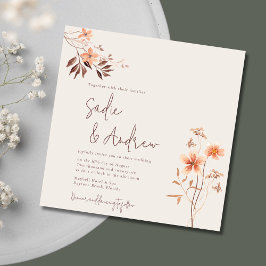 Wildbloem rustieke outdoor boho bruiloft uitnodigi kaart